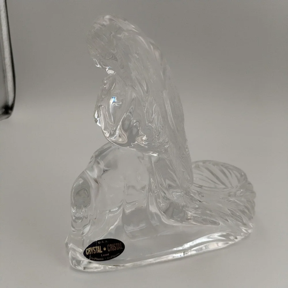 Vintage DePlomb Lead Crystal Kneeling Praying Angel Votive Candle Holder USA 6